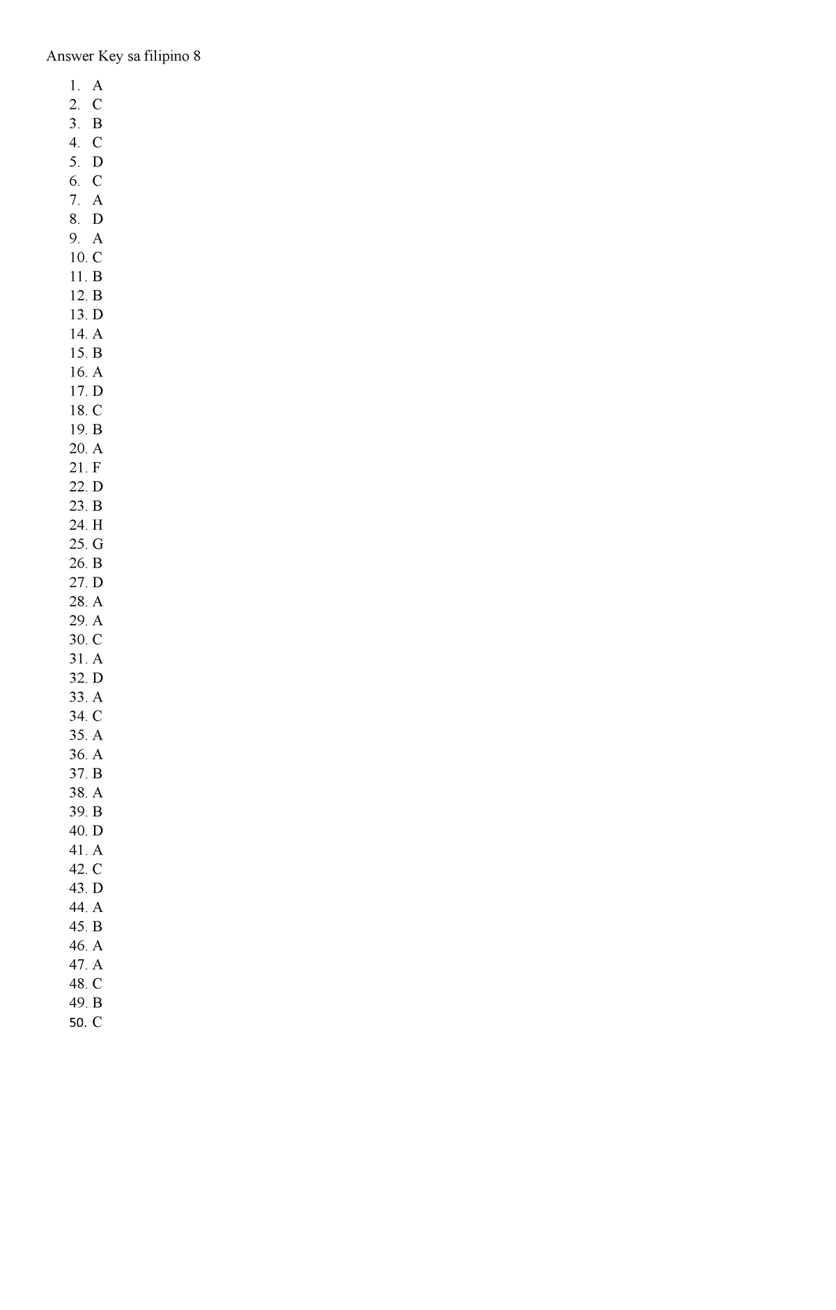 Answer-Key - gjkl - Education - Answer Key sa filipino 8 A C B C D C A ...