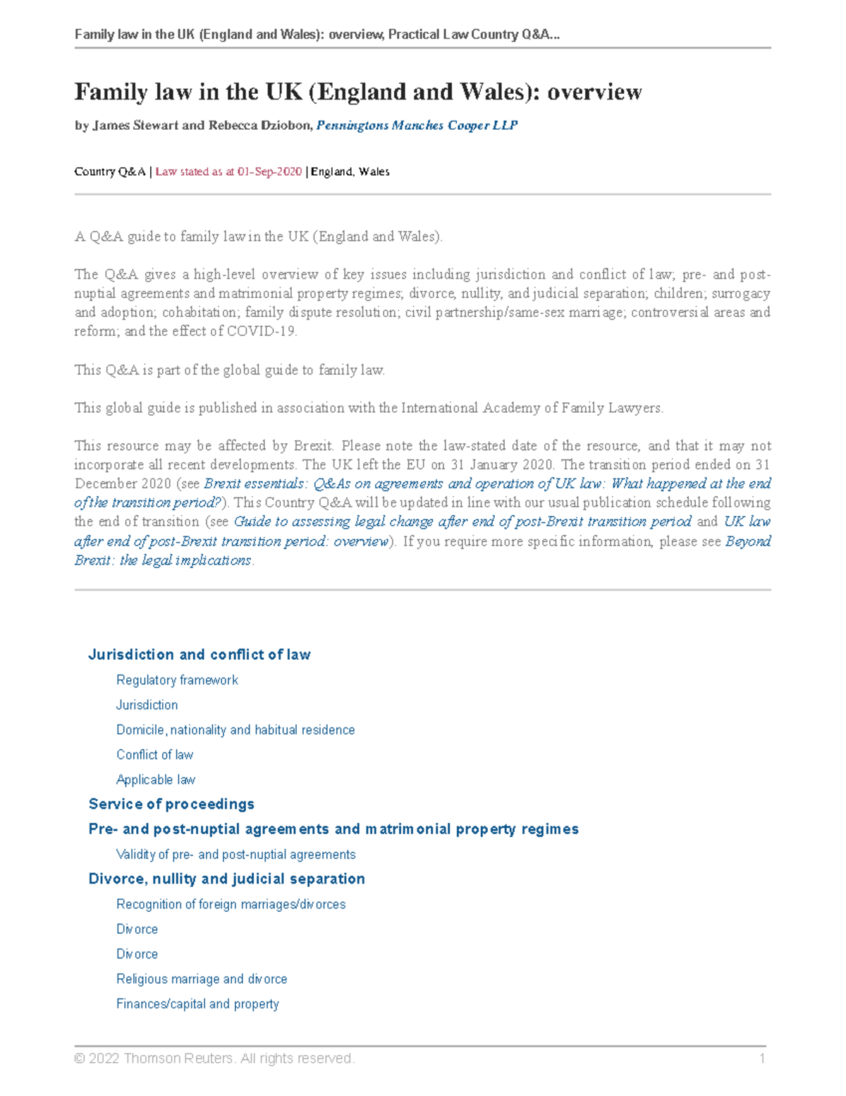 Family law in the UK (England and Wales) overview - The Q&A gives a ...