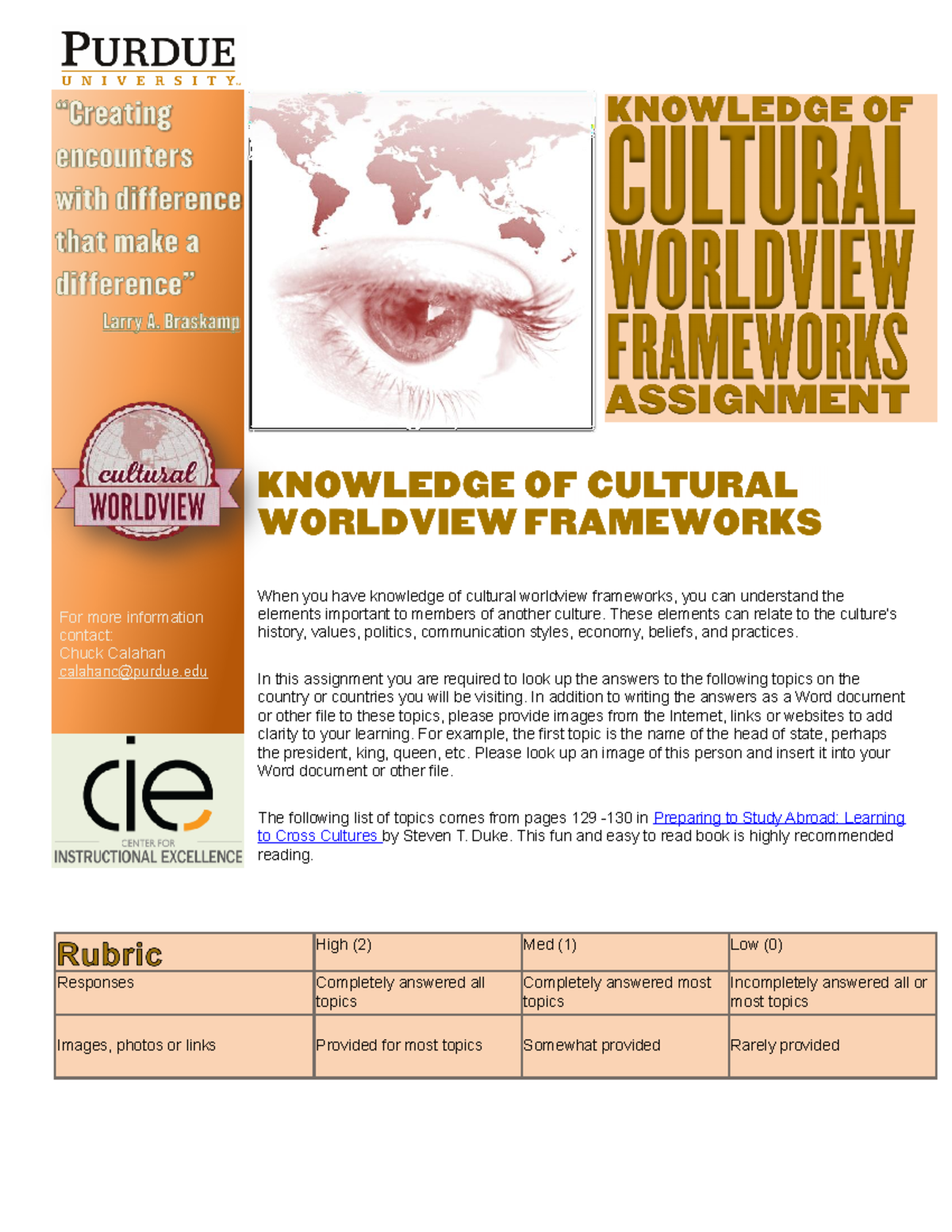 C worldview - OTHER NOTES - For more information contact: Chuck Calahan ...