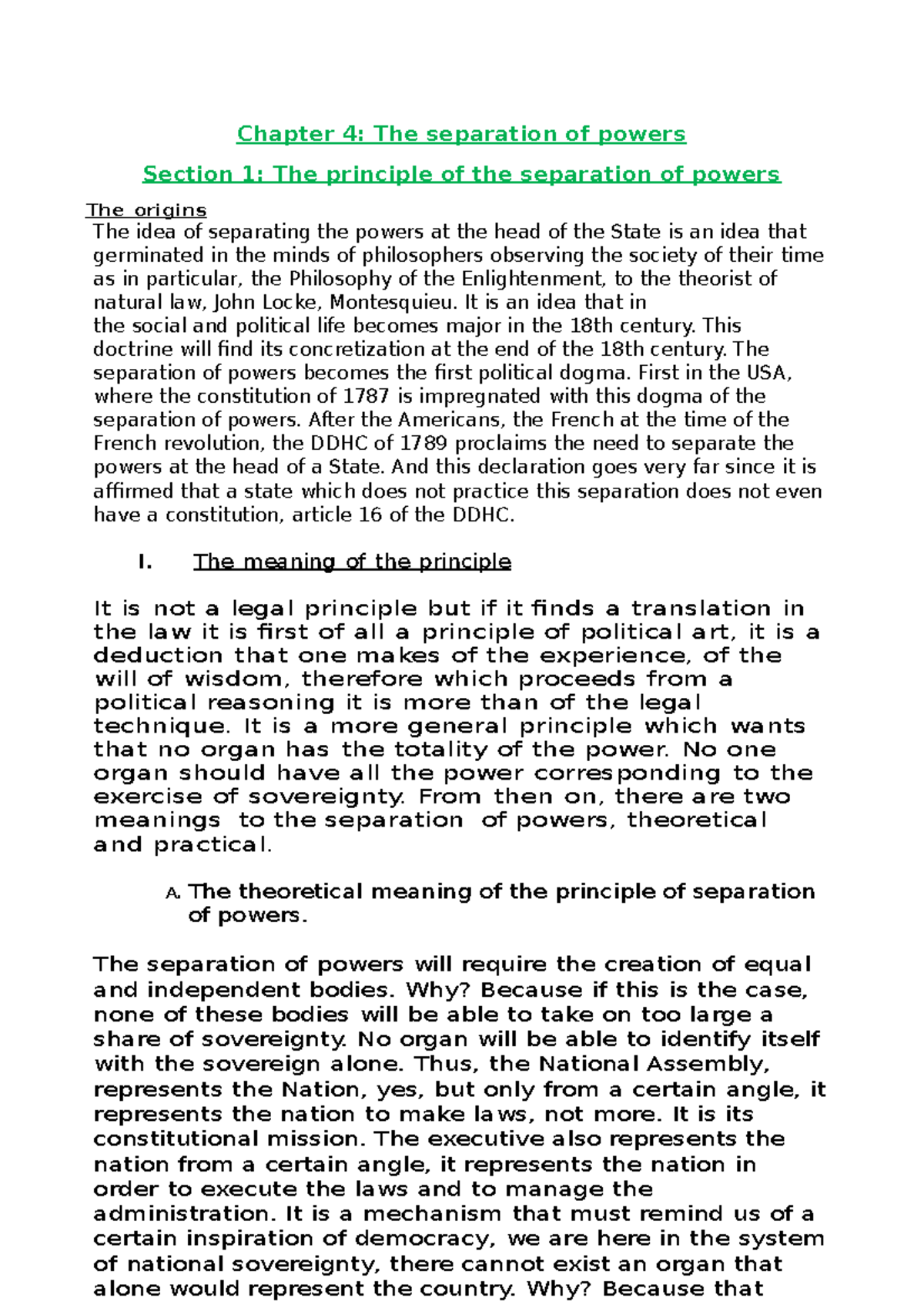 Chapter 4 Section 1 Part.2 - Chapter 4: The separation of powers ...