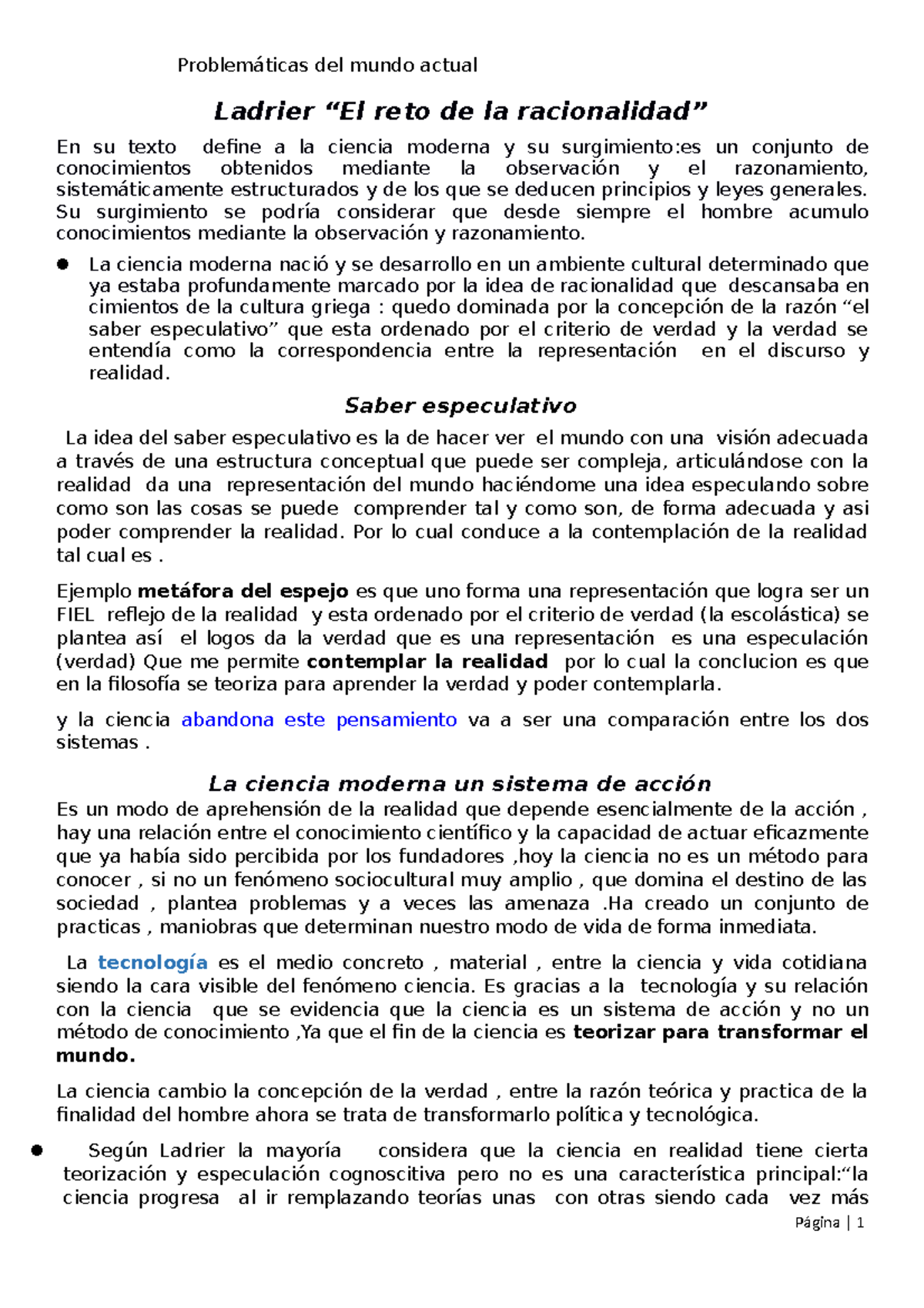 Problematicas examen Ladrier “El reto de la racionalidad” En su
