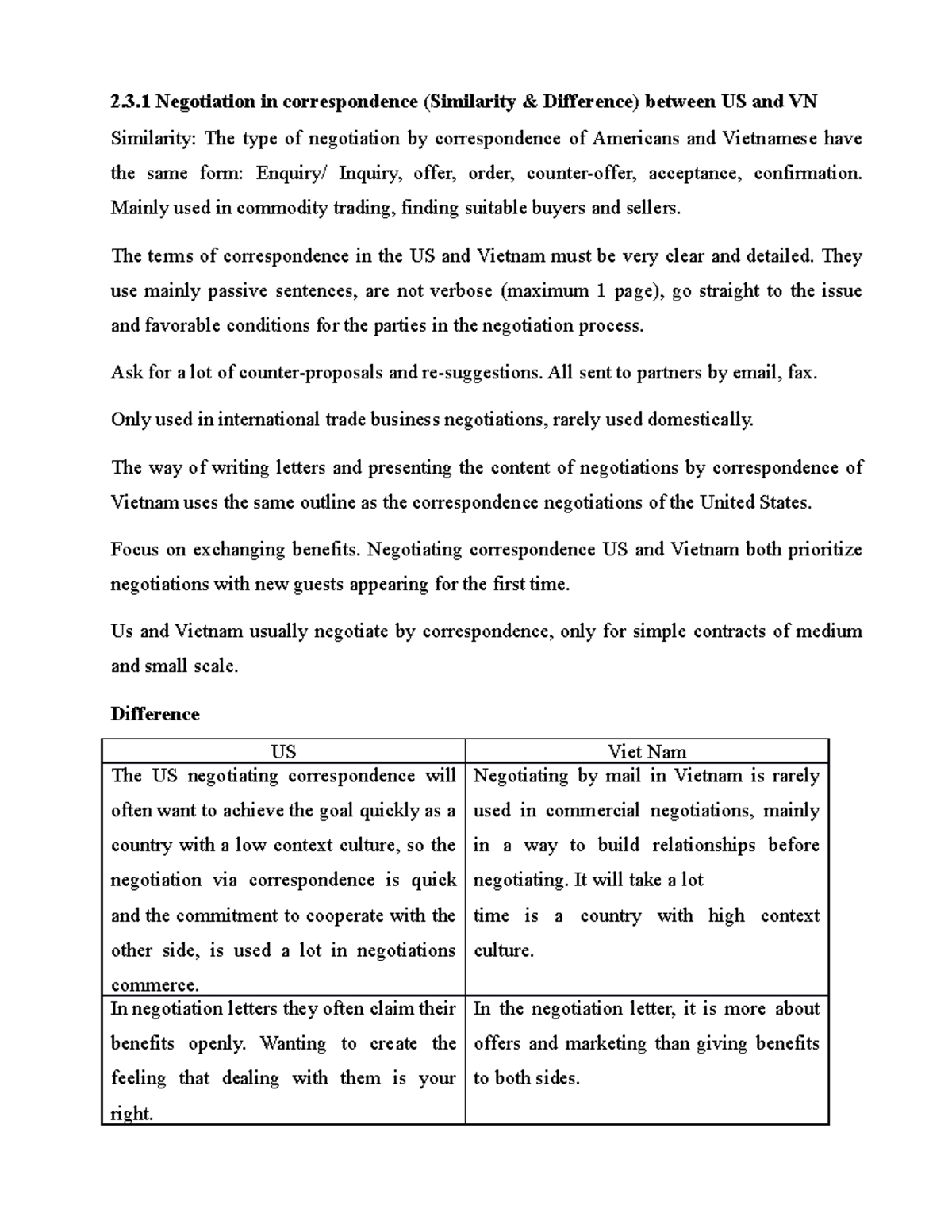2 NOoo 2.3 Negotiation in correspondence (Similarity & Difference
