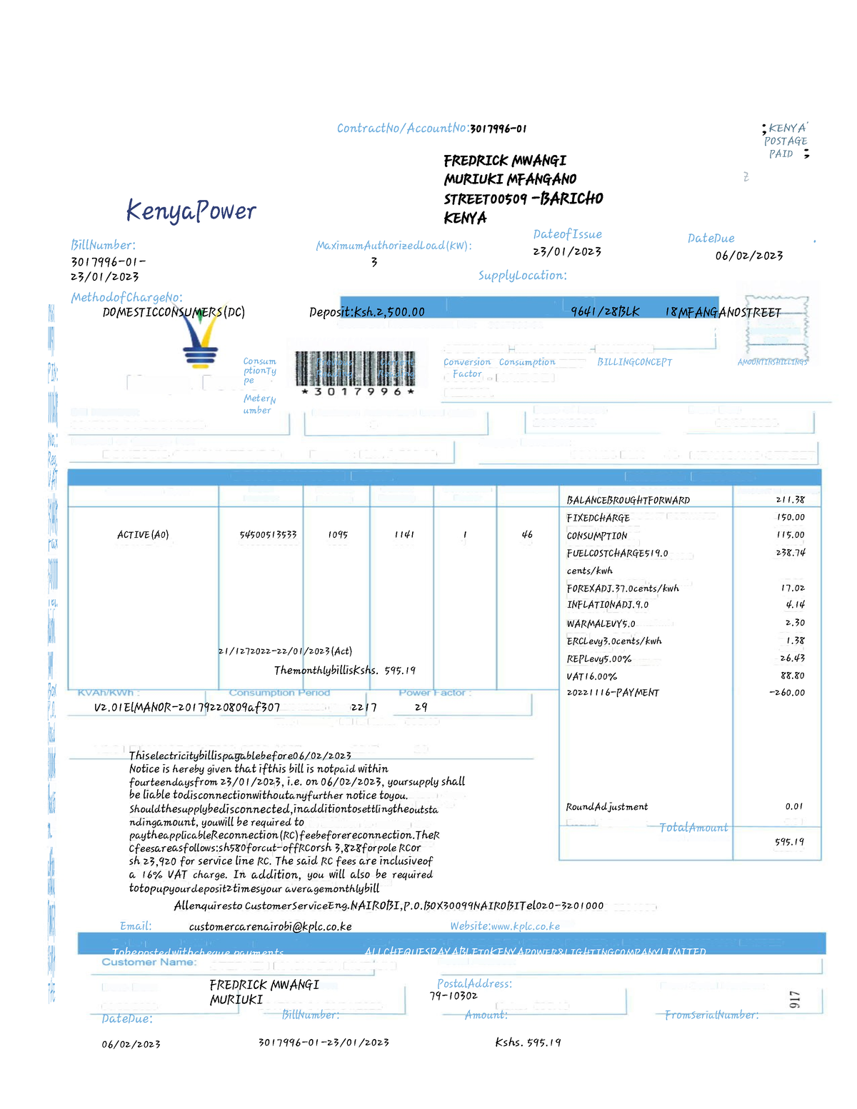 Elbesha Utility BILL - Do not copy - KenyaPower ElectricityBill ...