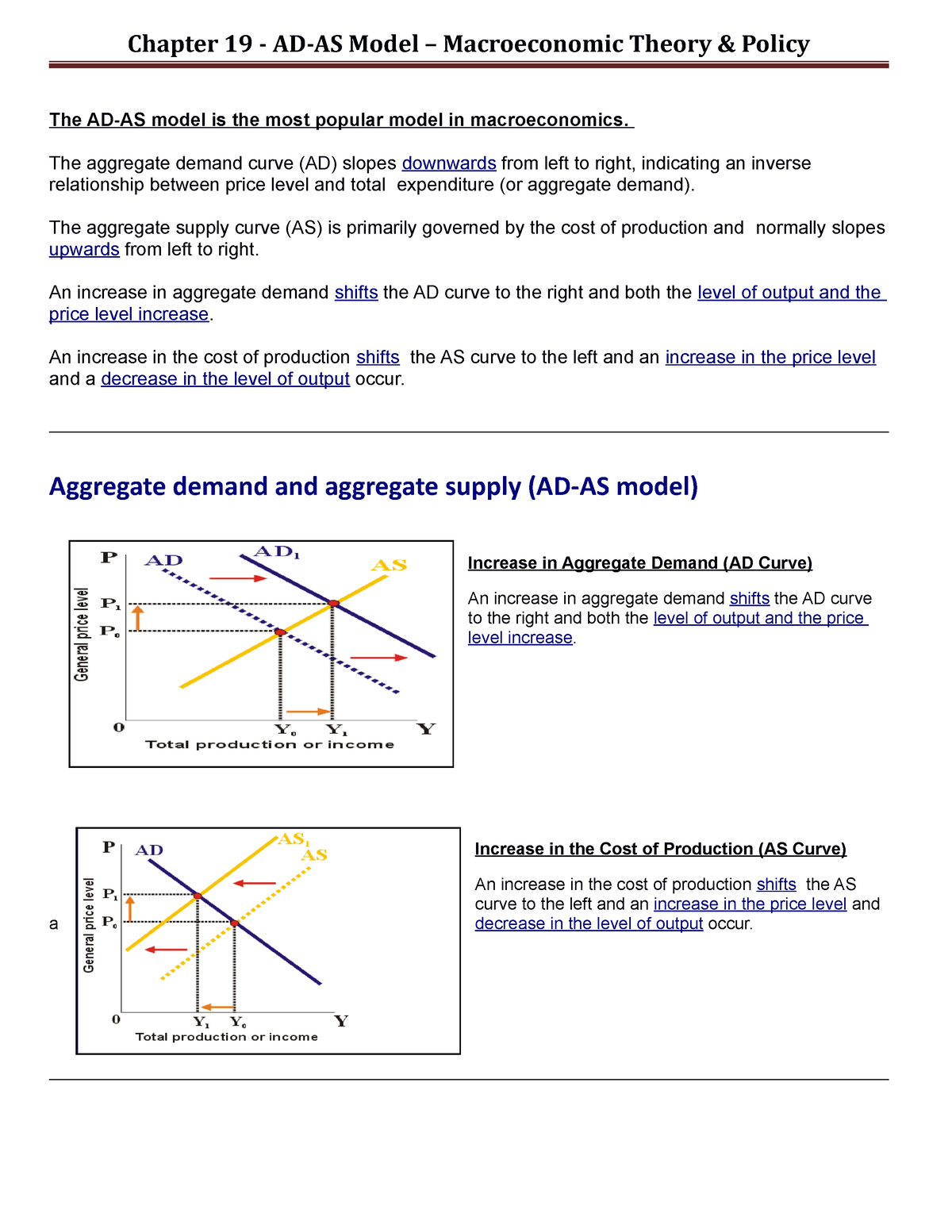 ECS1601 - Study Unit 8 - Chapter 19 AD Curve Summary - Chapter 19 - AD ...