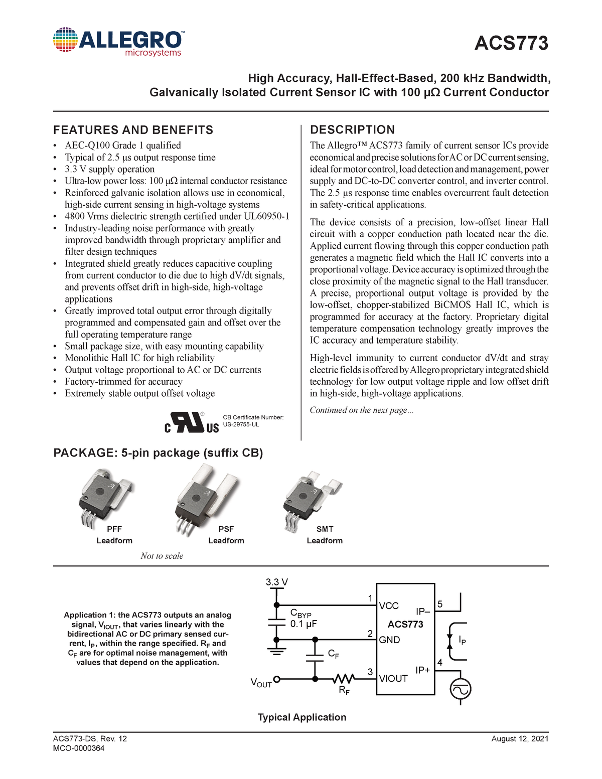 ACS773-Datasheet - Apuntes 3456 Datasheet Del Acs772 Para Usar Como ...