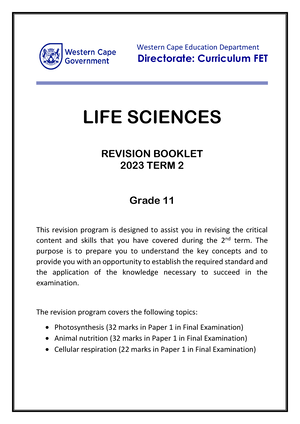 Kzn Life Sciences Grade September P And Memo Copyright