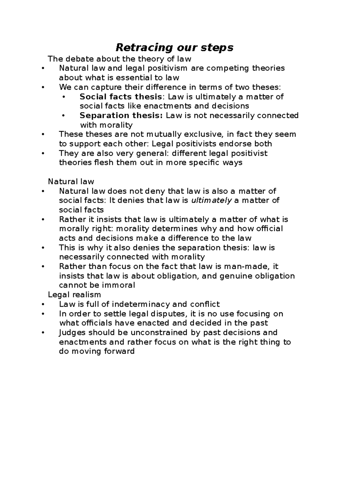 LW301 Jurisprudence Retracing Our Steps The Debate About The Theory
