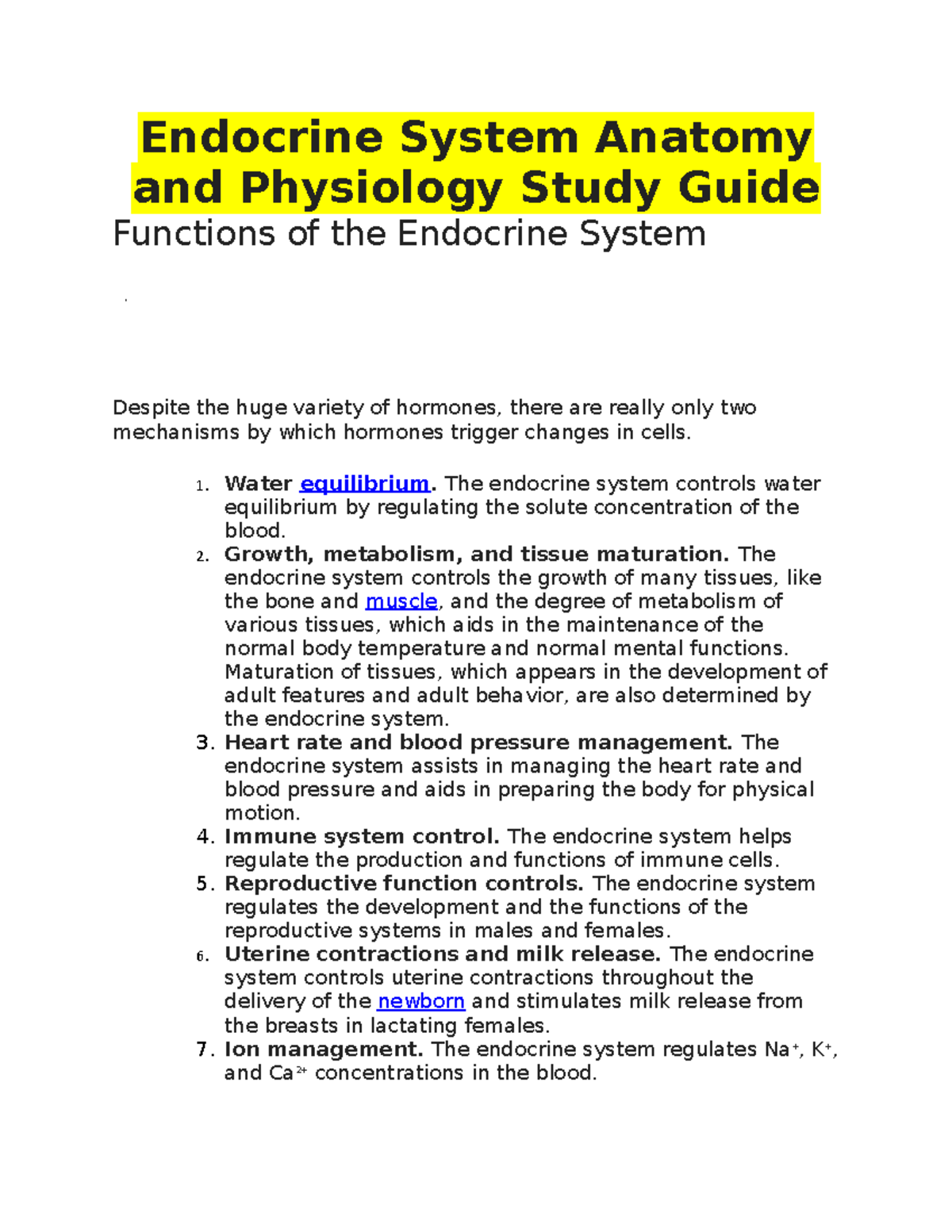 Endocrine System Anatomy And Physiology Study Guide - Endocrine System ...