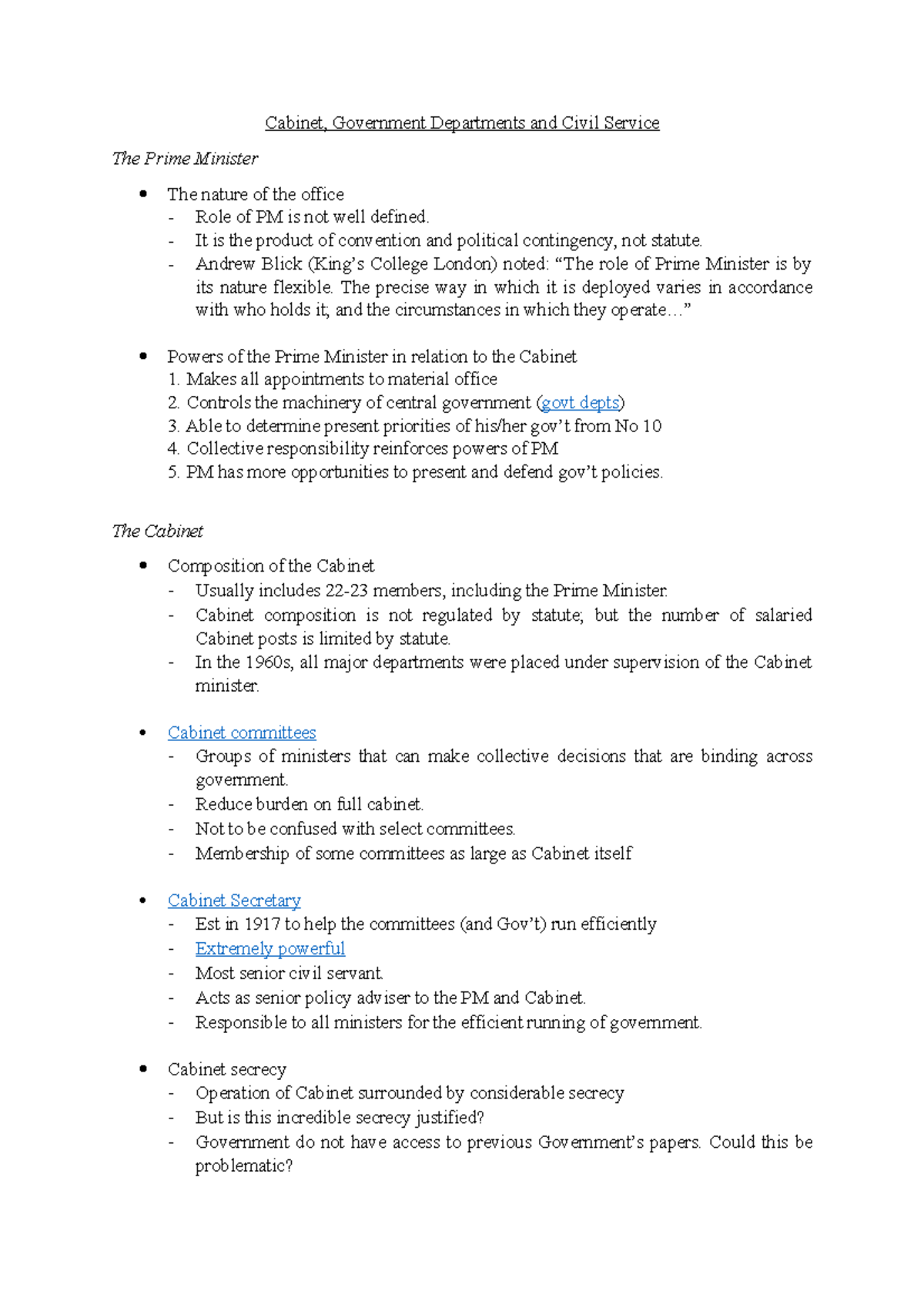 and Civil Service Government Departments and Civil