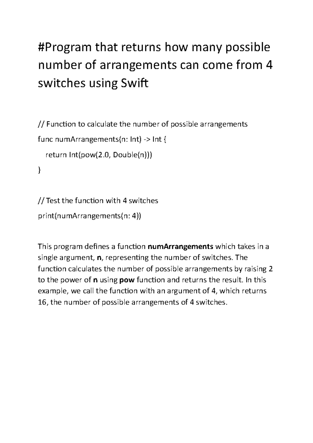 4 switches using Swift - #Program that returns how many possible number ...