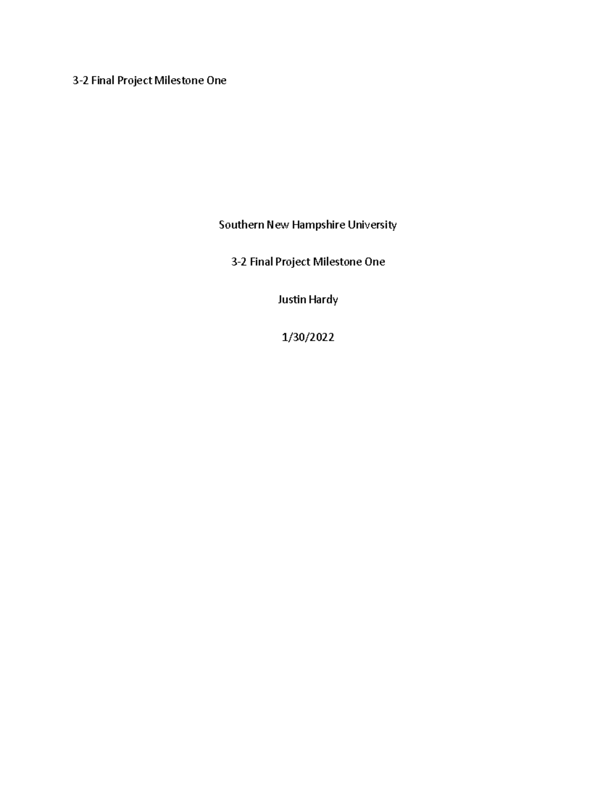 3-2 Final Project Milestone One - Southern New Hampshire University 3-2 ...