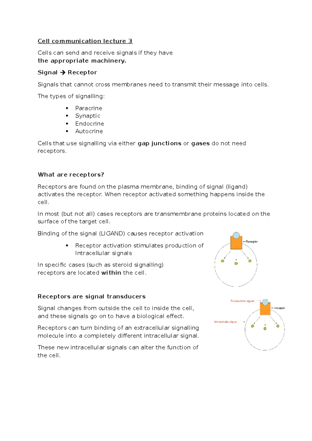 Cell communication 3 - Good - Cell communication lecture 3 Cells can ...