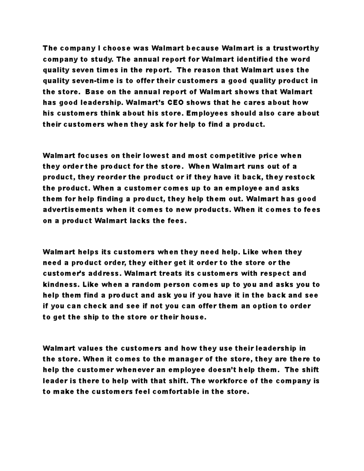 Unit 6 Projects Essay The Company I Choose Was Walmart Because 