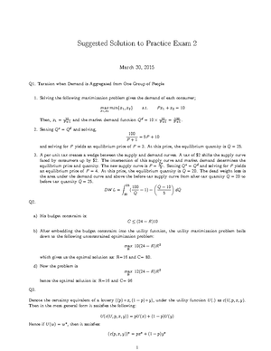 Pset 6 Econ 101 Solution - Econ 101: Problem set 6 Problem 1 (15 points ...