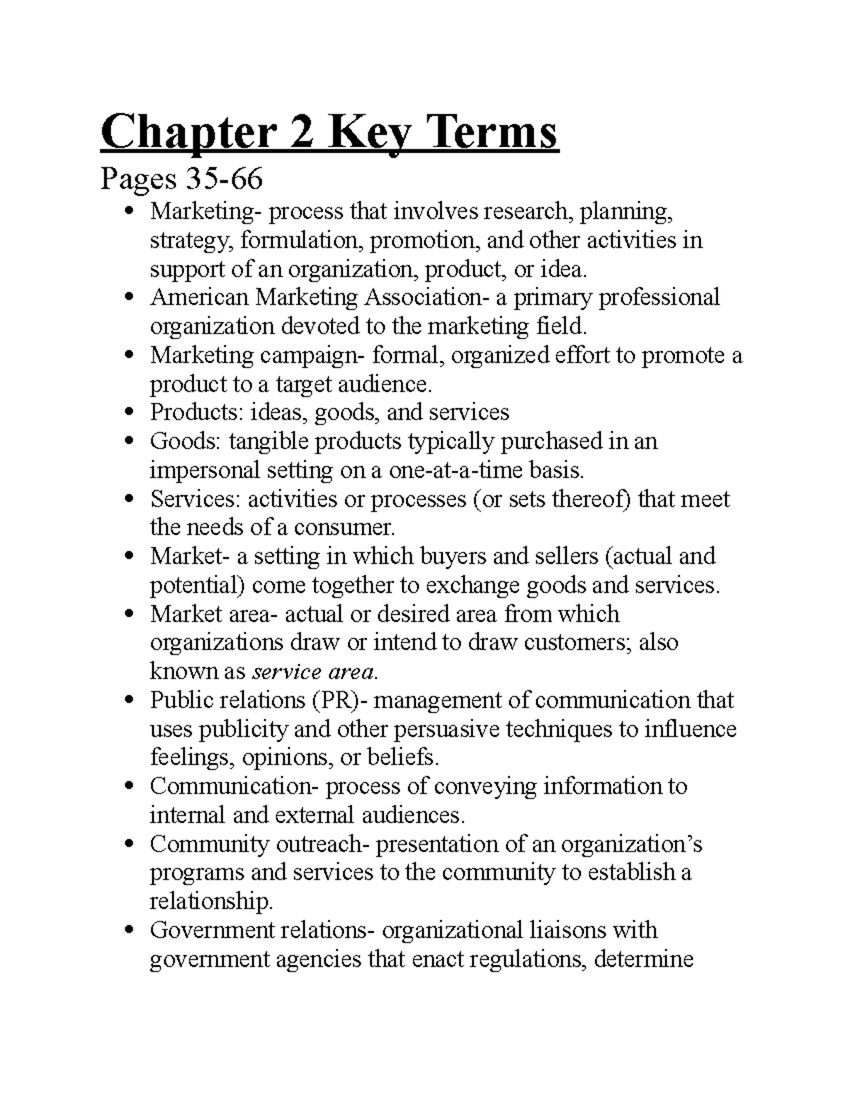 Chapter 2 Key Terms -Health Services Marketing - Chapter 2 Key Terms ...
