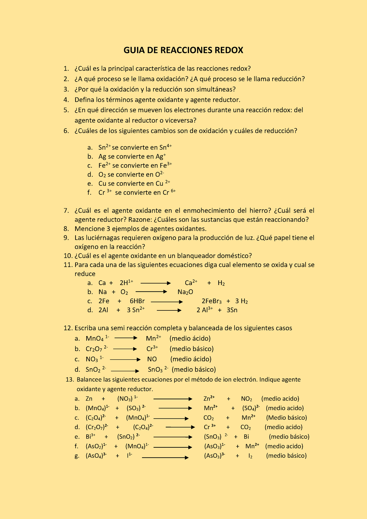 GUIA No. 10 Redox - Tarea Ultimo Parcial - GUIA DE REACCIONES REDOX 1 ...