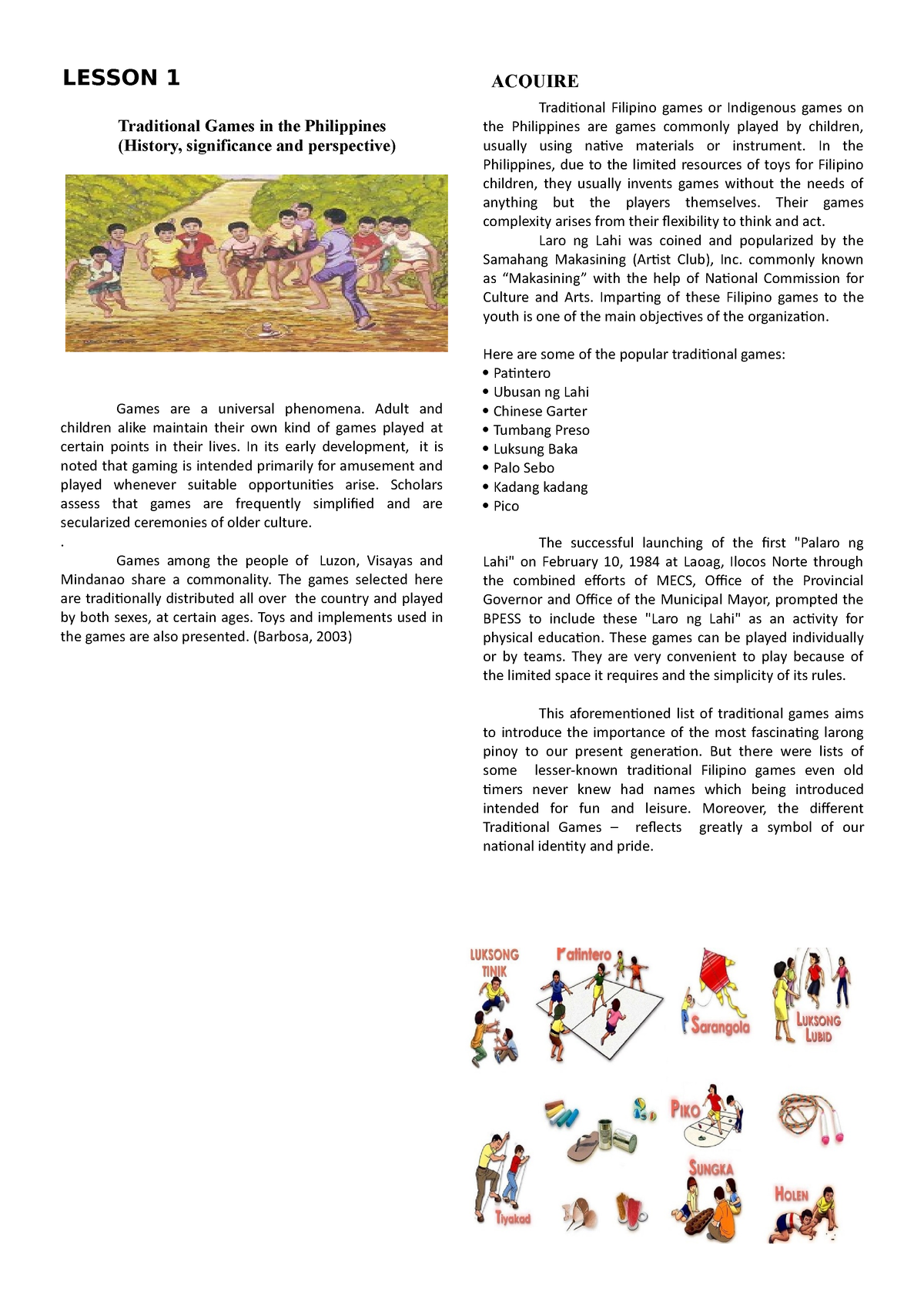 thesis about traditional filipino games pdf