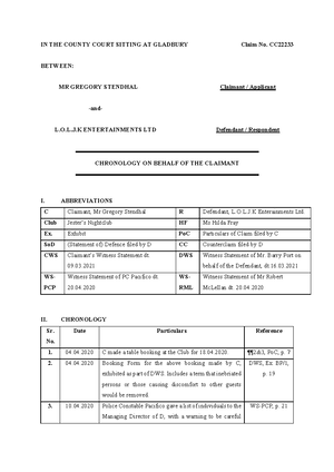 Skeleton Argument - Interim Payment - Jonathan Rees Case - IN THE HIGH ...