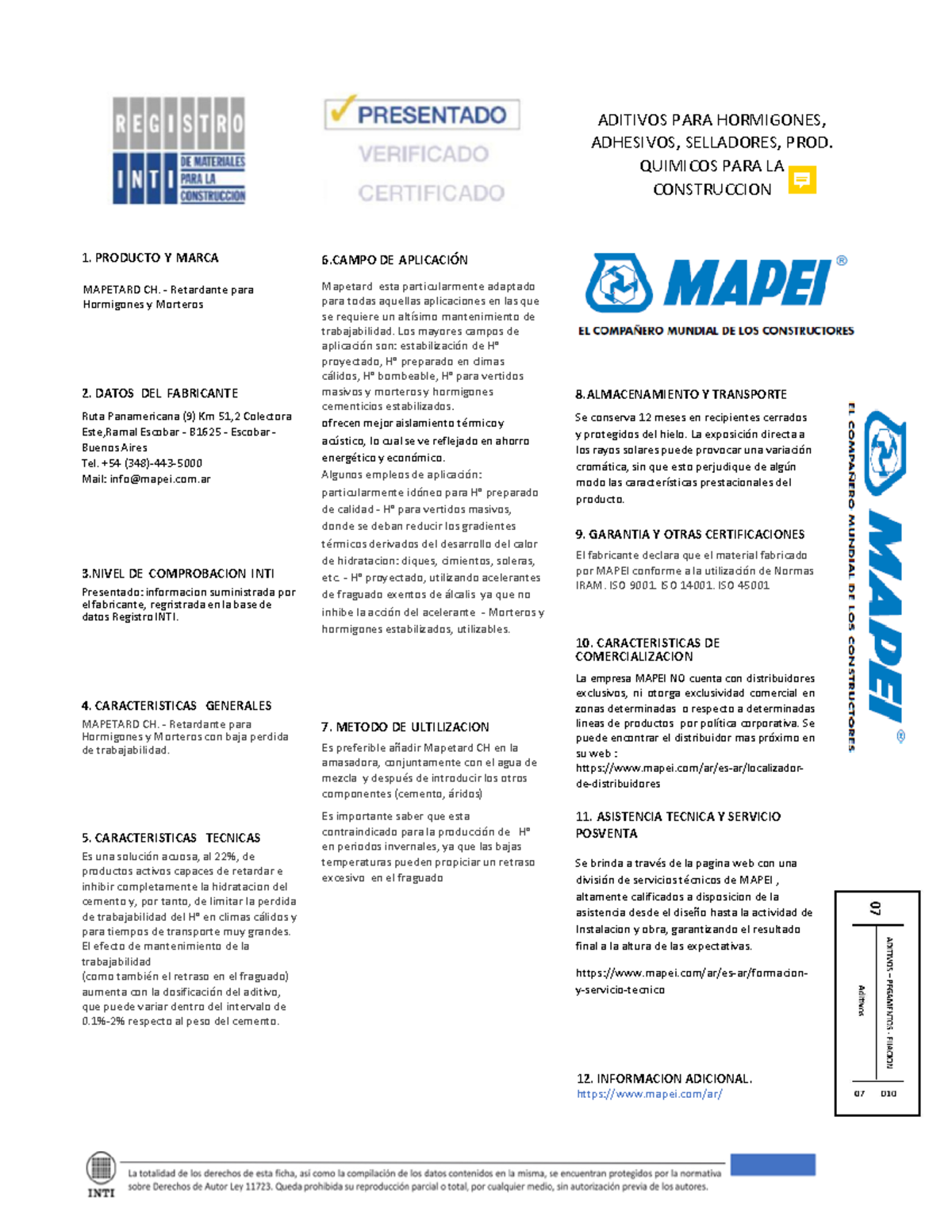 Ficha STAN12 Mapetard CH Mapei - 6 DE APLICACIÓN Mapetard esta ...