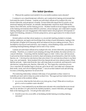 Interview Guide - 10 Core Questions - MFP2: Analysis of ANE Role ANE ...