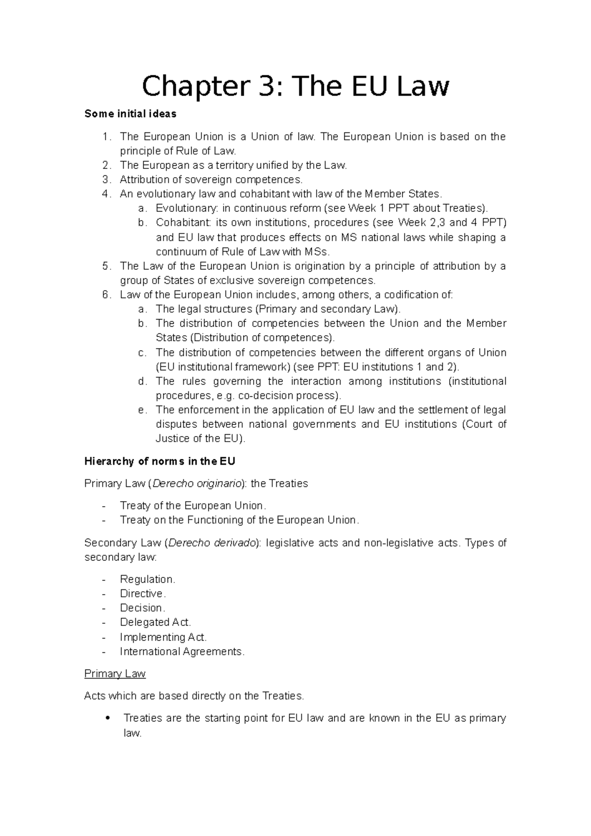 Chapter 3 The EU Law - IPUE - Chapter 3: The EU Law Some Initial Ideas ...