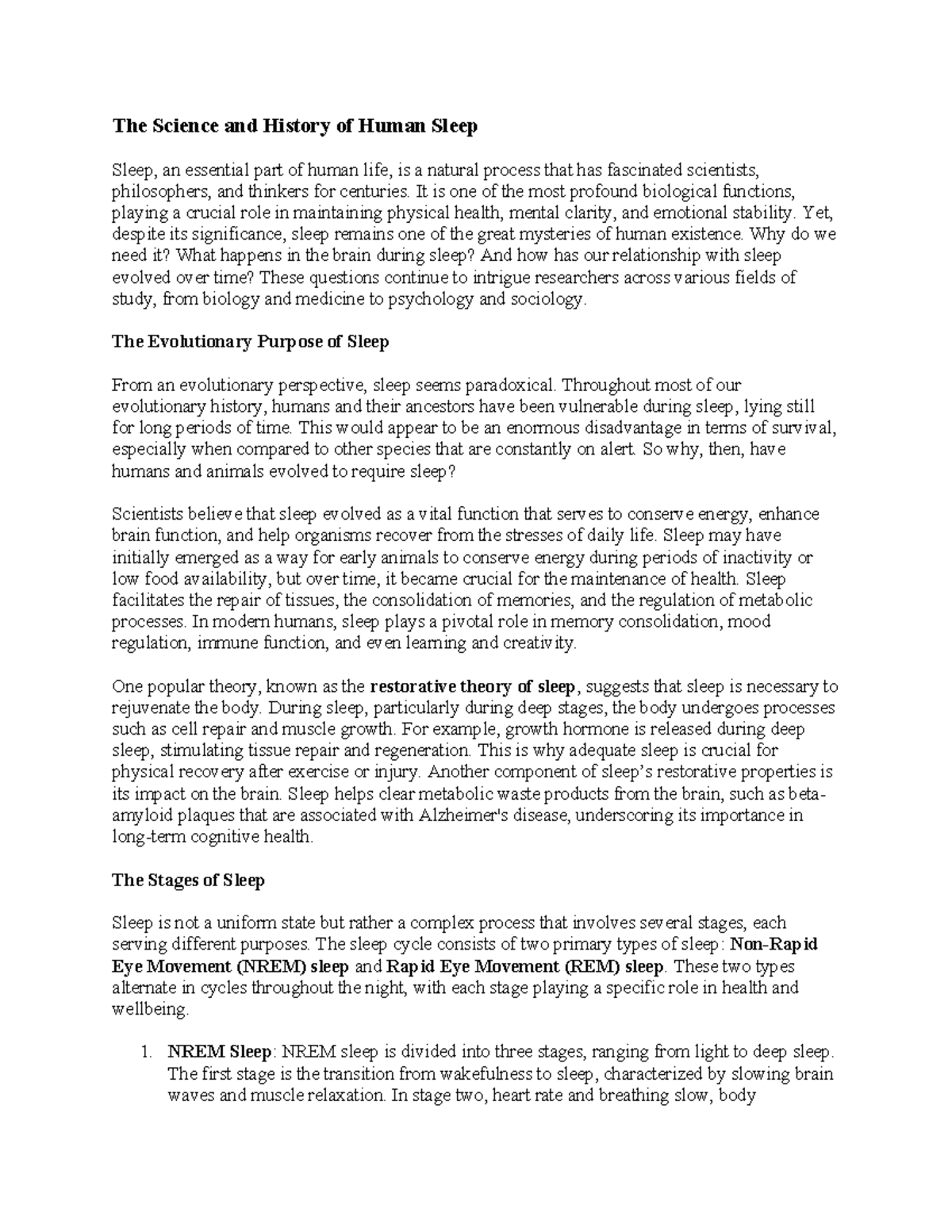 The Science and History of Human Sleep - It is one of the most profound ...