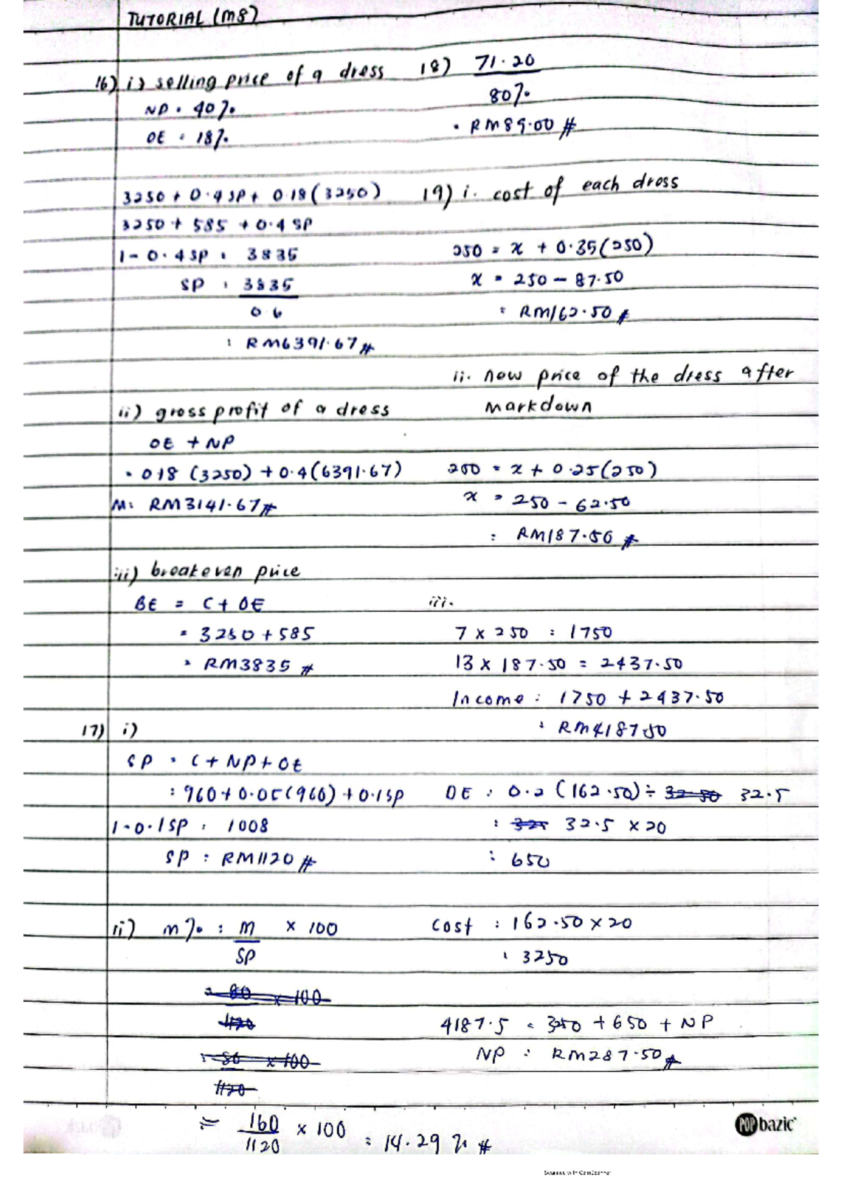 Tutorial M8 MAT402 Business Mathematics Semester 1 - Studocu