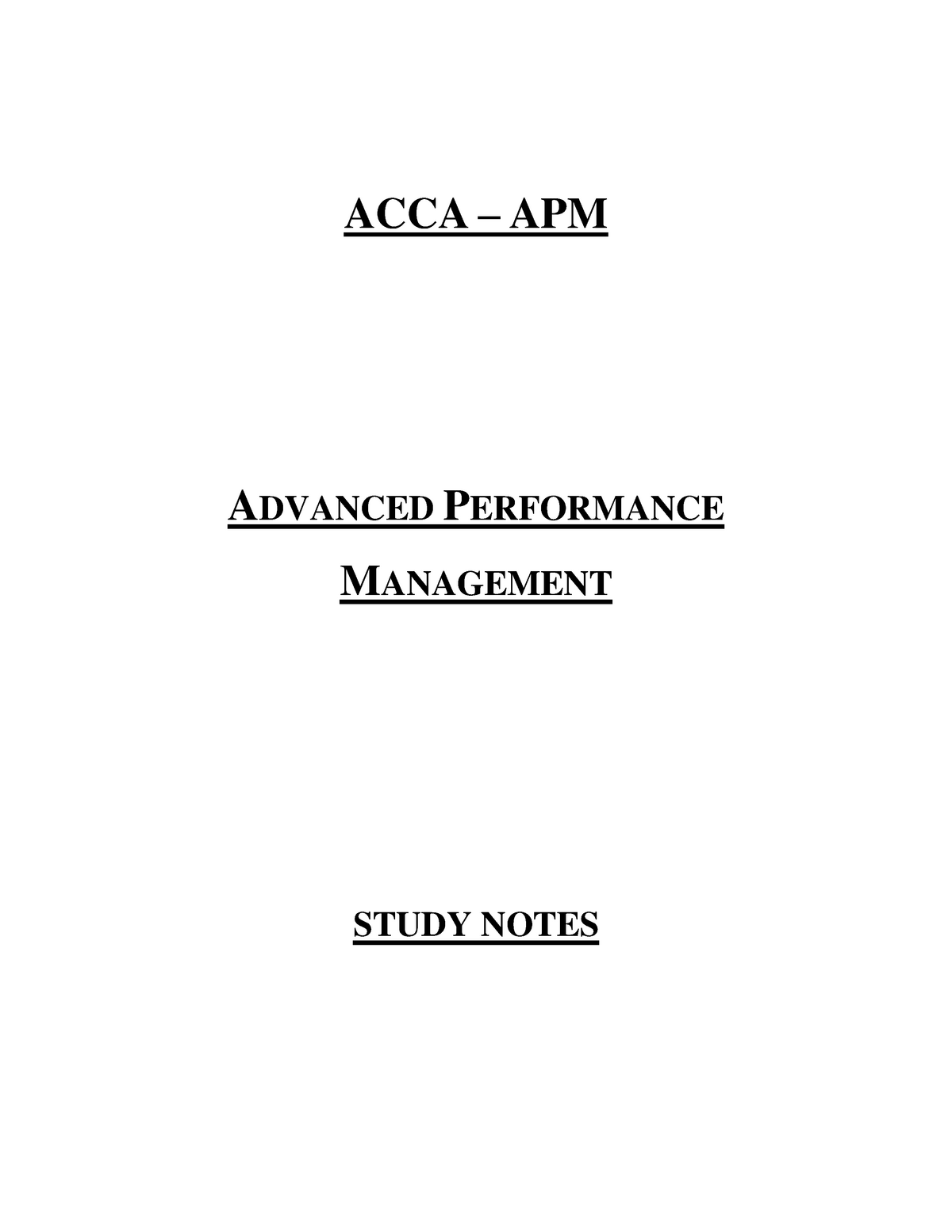 5.Advanced Performance Management new note ACCA APM ADVANCED