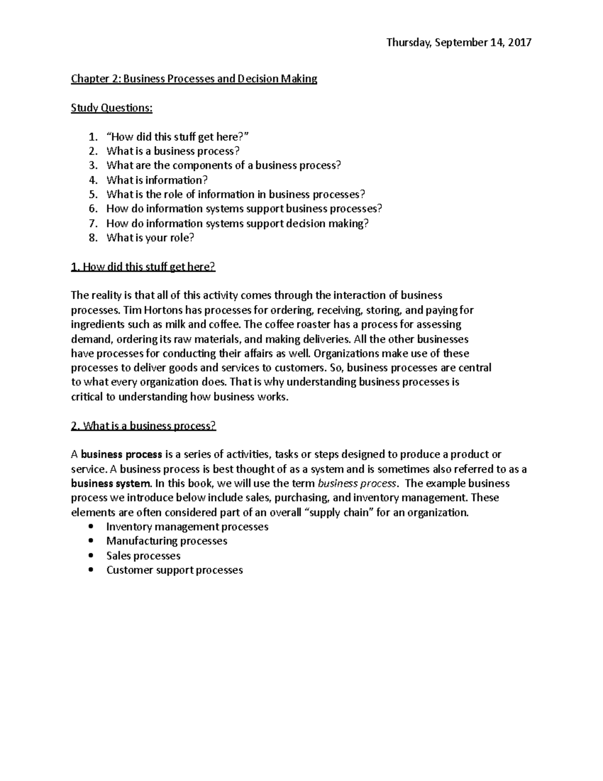Chapter 2 Lecture Notes - Thursday, September 14, 2017 Chapter 2 ...