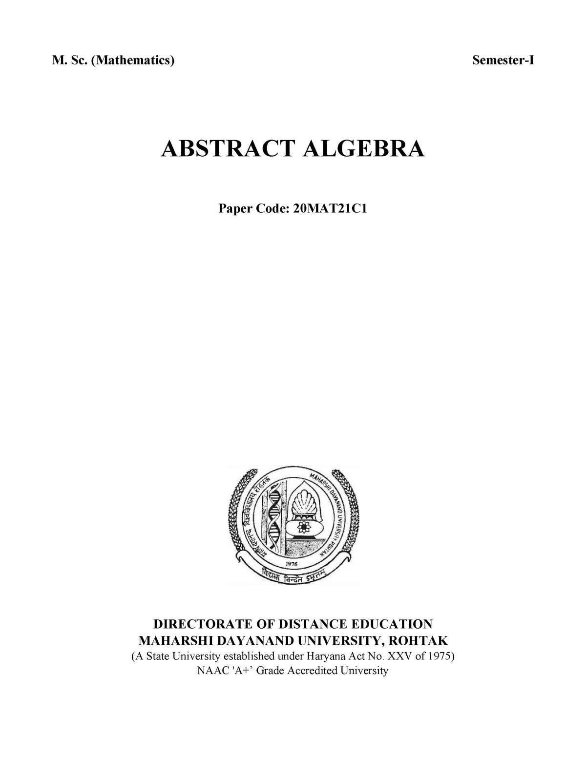 4 03 02 2021 11 50 12 Abstract Algebra Paper Code 20MAT21C1 M Sc   Thumb 1200 1553 