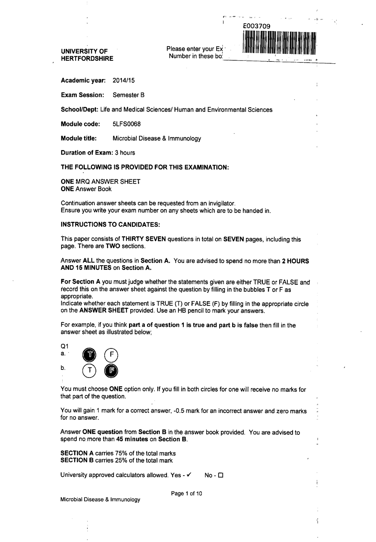 Exam 2015, questions - Microbial Disease and Immunology - 5LFS0068 Sns-Brigh10