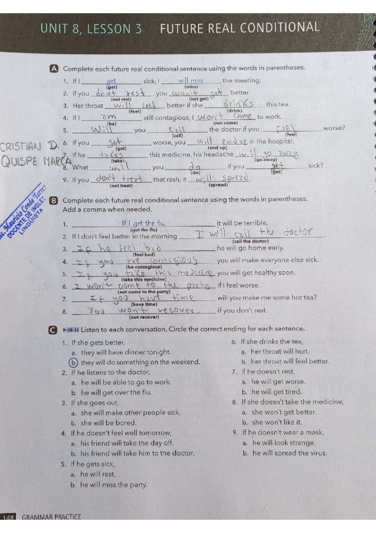 1000013443 - Ejercicios resueltos - UNIT 8, LESSON 3 FUTURE REAL ...