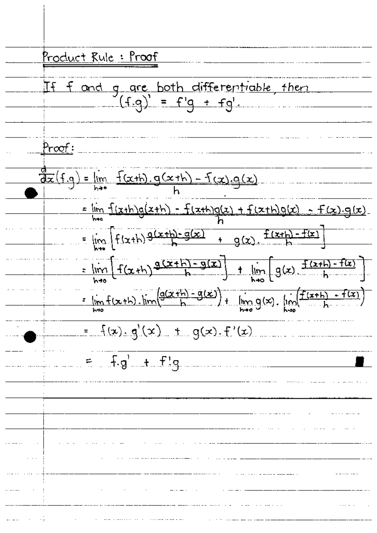 Proof of the Product Rule Studocu