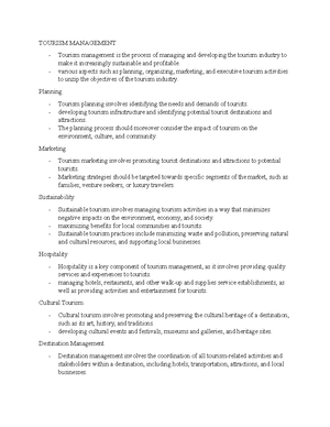 Tourism AND World Travel Notes 2 - TOURISM AND WORLD TRAVEL Travel ...