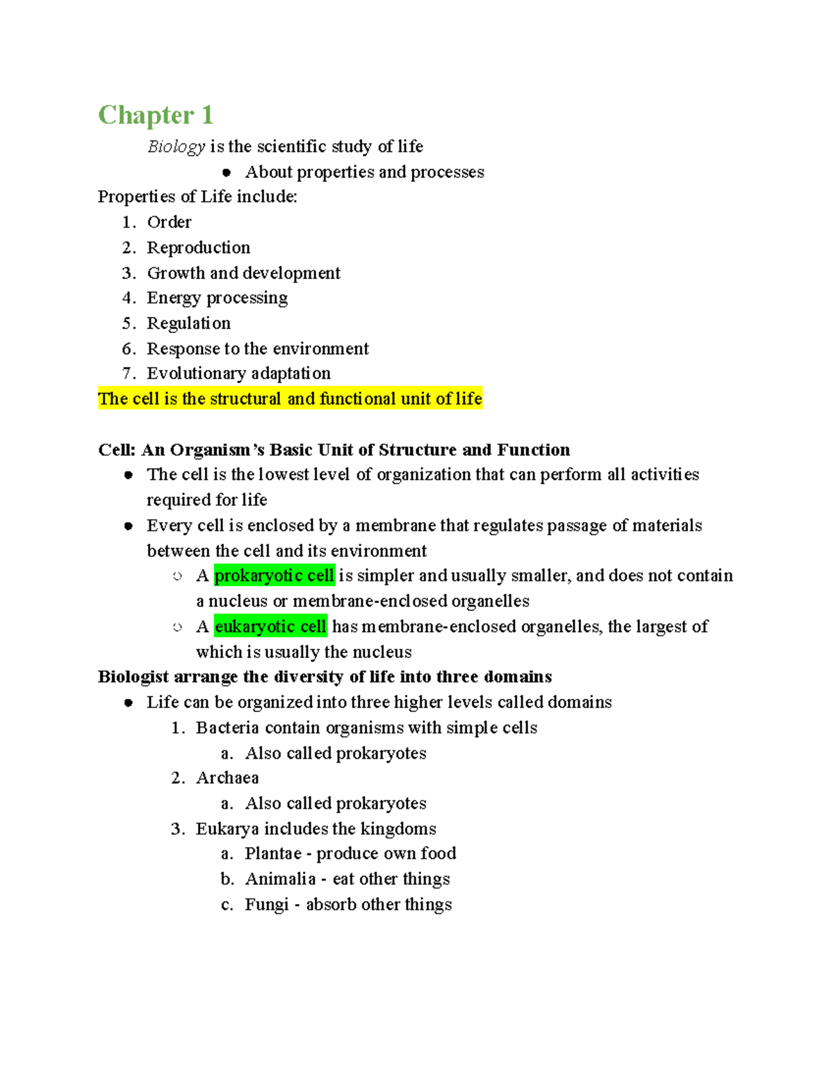 Principles Of Biology Chapter 1 Pg 1 - Chapter 1 Biology Is The ...