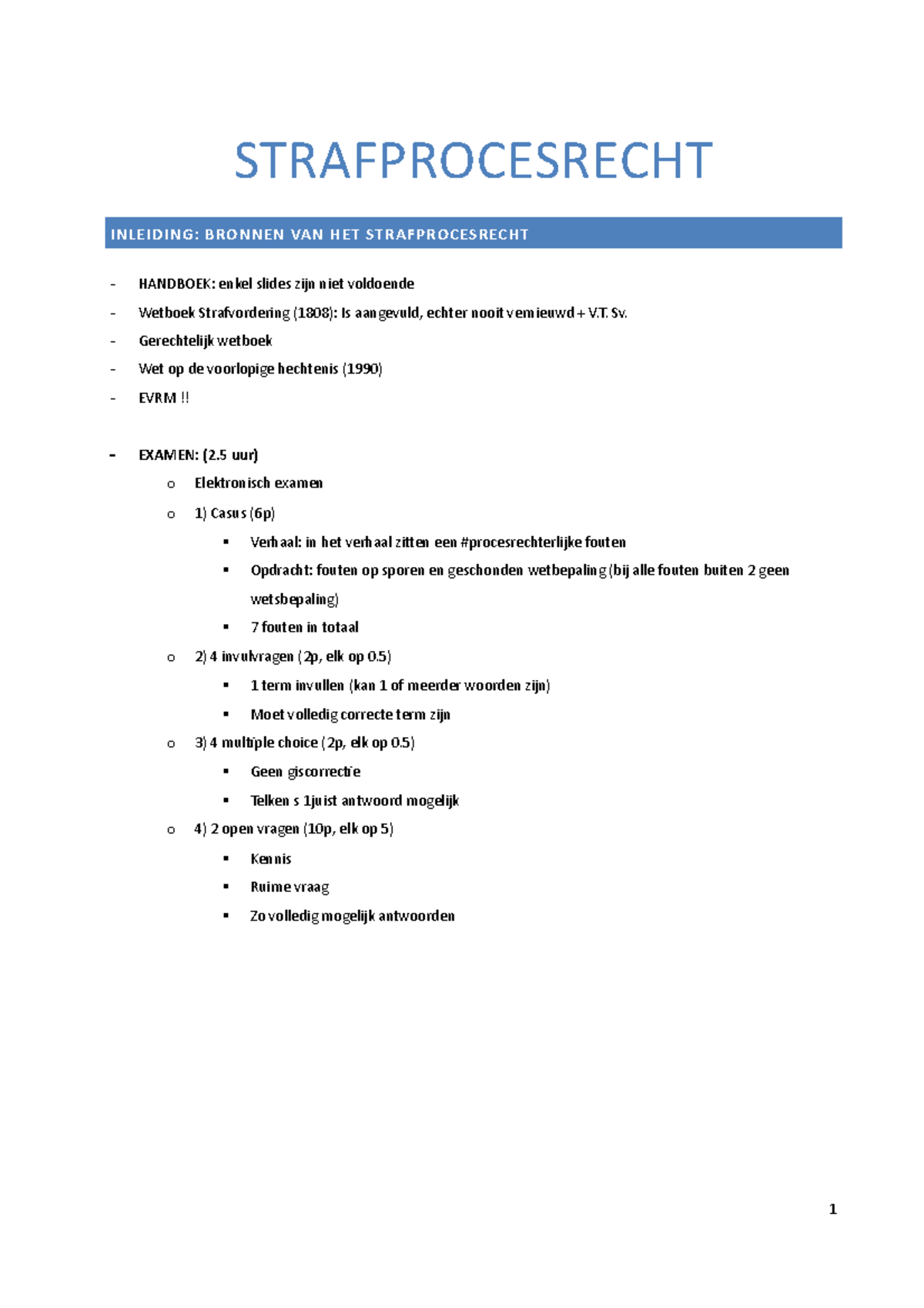 Strafprocesrecht Notities Lessen - STRAFPROCESRECHT INLEIDING: BRONNEN ...