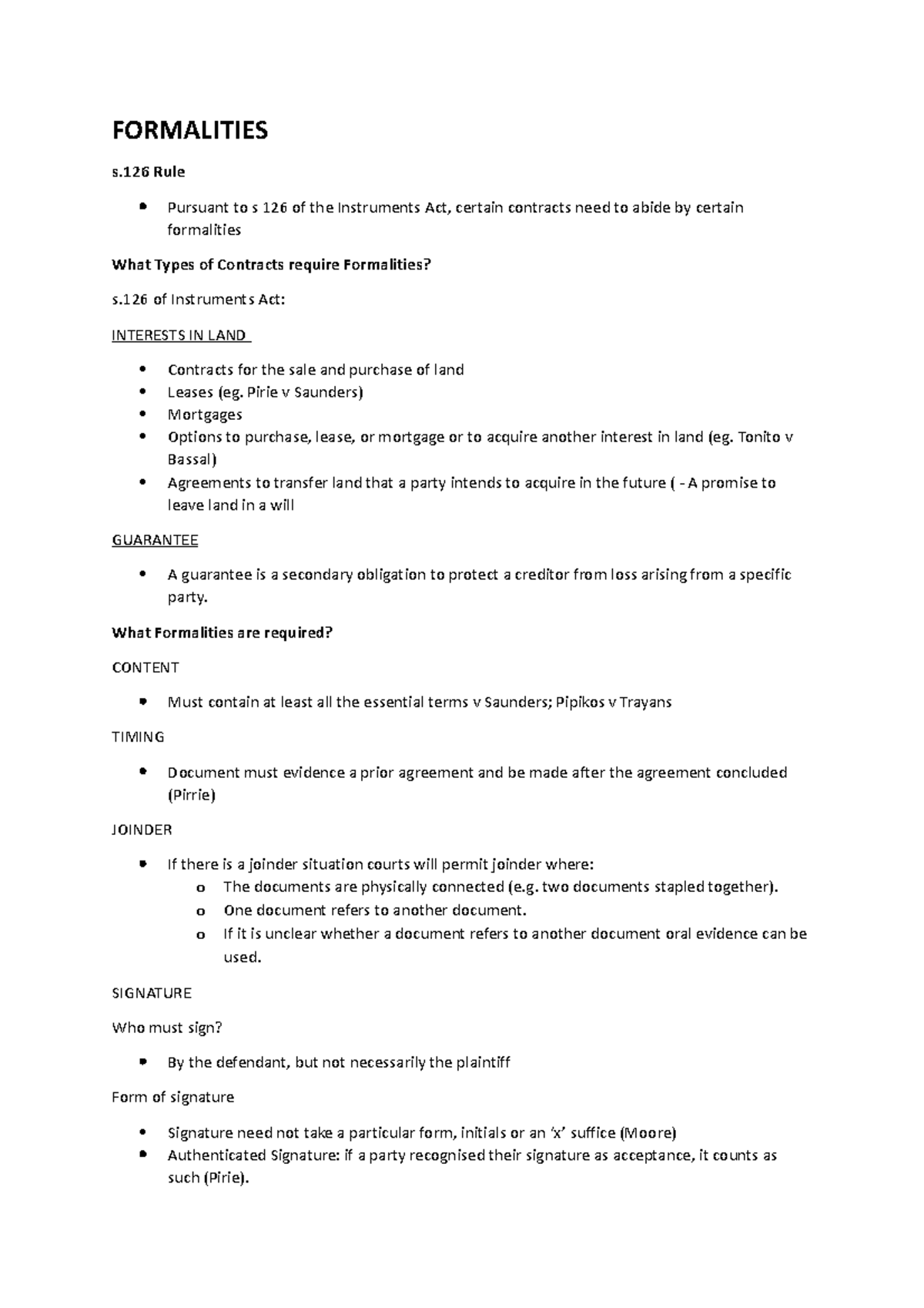 Contract Formation Formalities - LAW2101 - Monash - Studocu