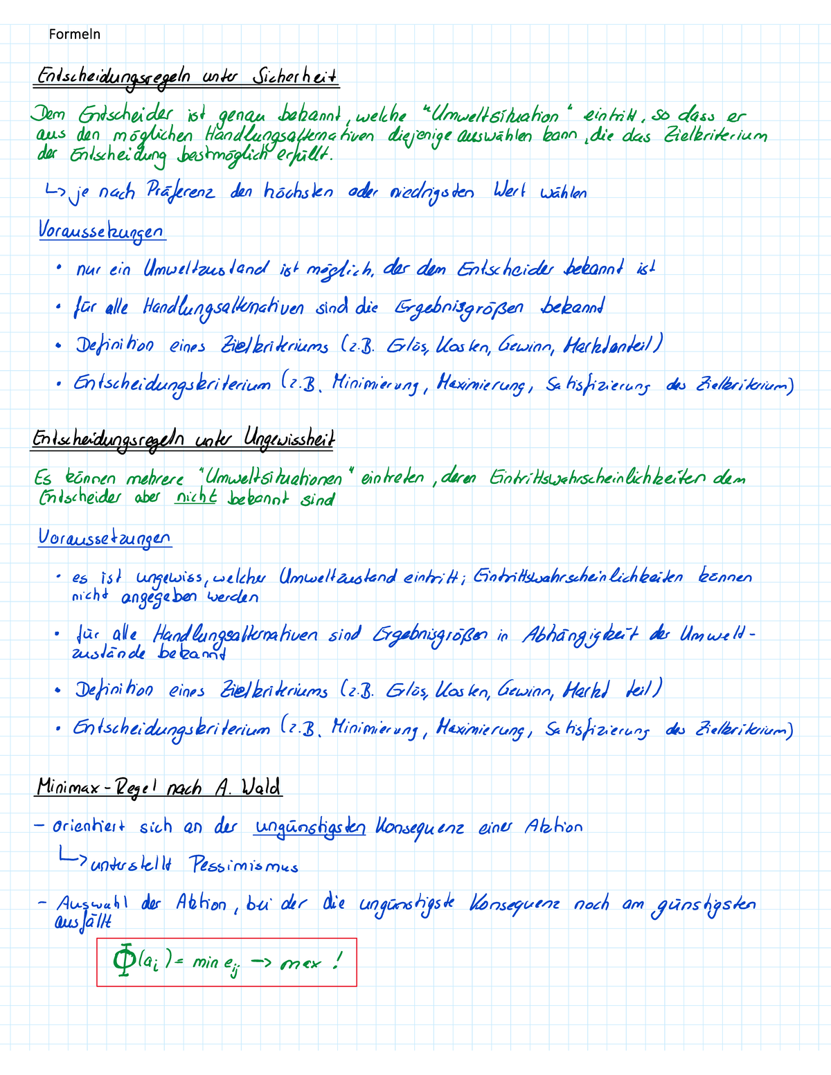 Formelsammlung - Wintersemester - Information Und Entscheidung ...