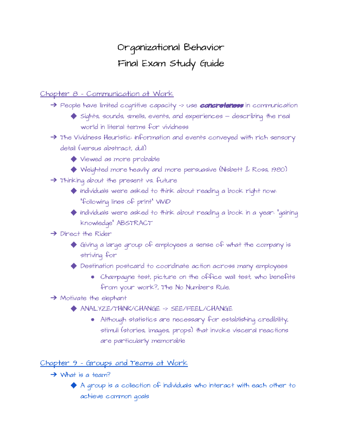 OB Final Exam Study Guide - Organizational Behavior Final Exam Study ...