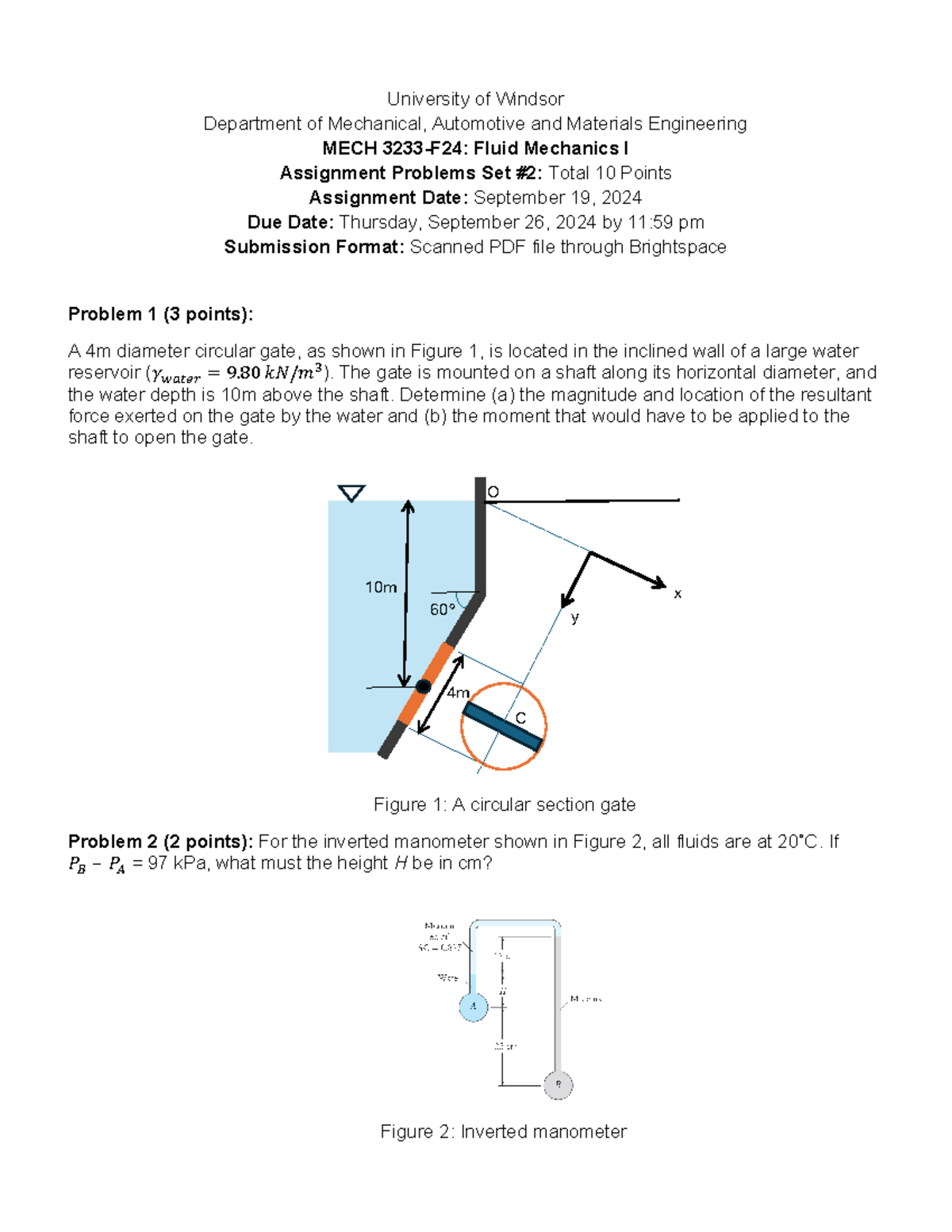 Assignment 2 sept 19 - University of Windsor Department of Mechanical ...