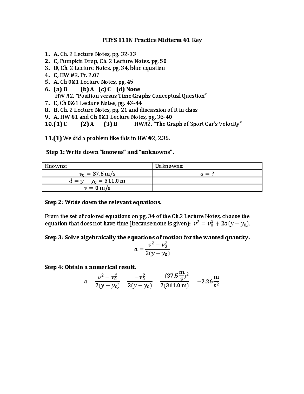 Exam1 Practice Key - Lab - PHYS 111N - ODU - Studocu