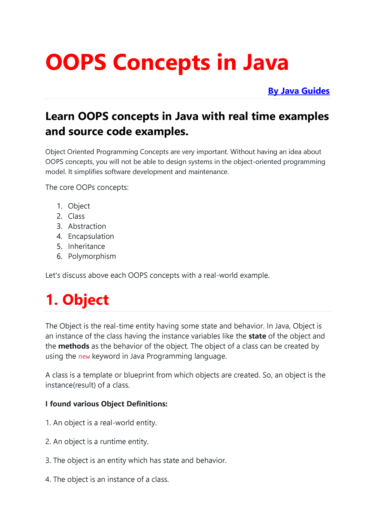 OOPS Concepts In Java PDF Download - OOPS Concepts In Java By Java Guides Learn OOPS Concepts In ...