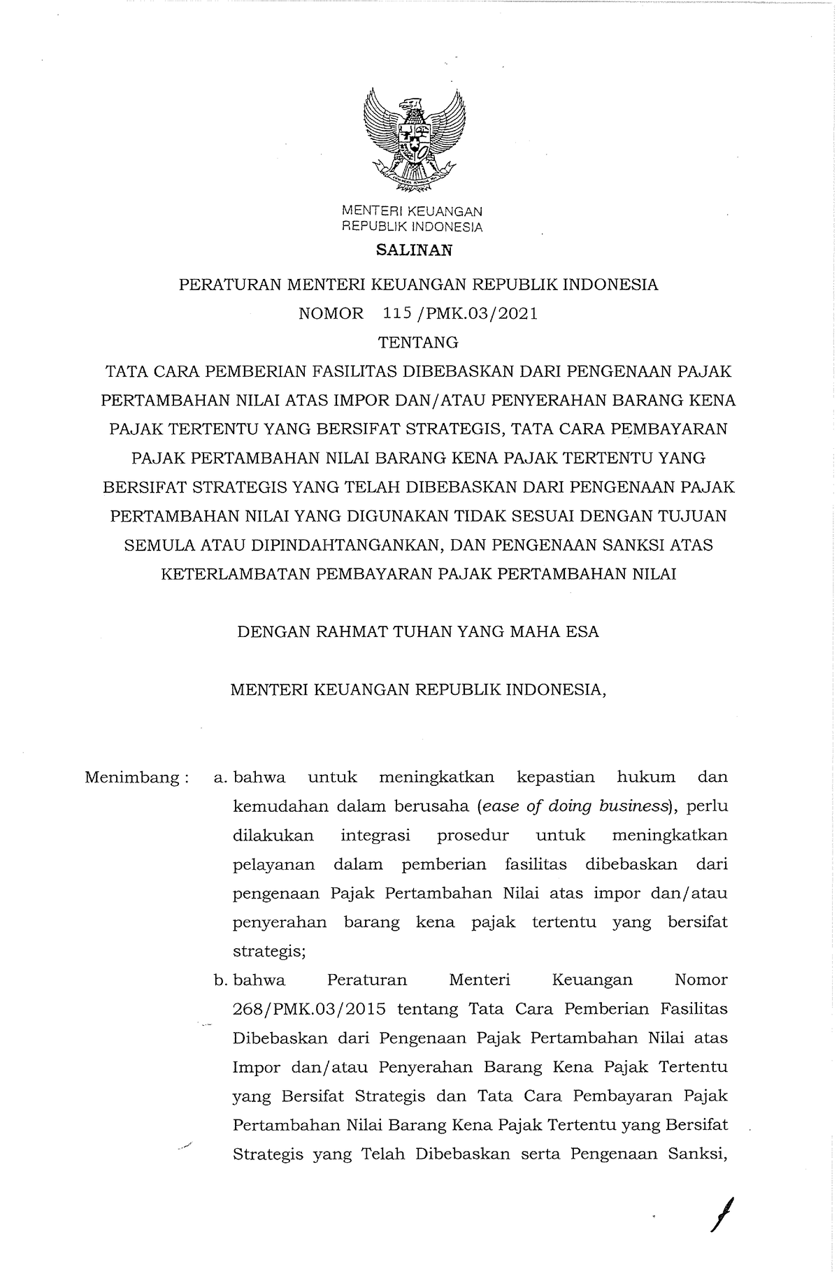 115 PMK - Peraturan Menteri Keuangan - MENTERIKEUANGAN REPUBUK ...