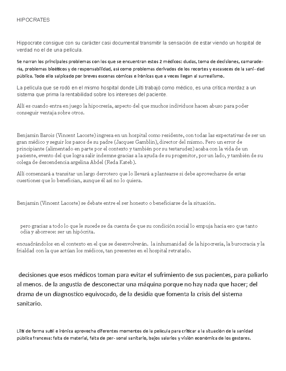 Hipocrates Cuando El Sistema Sanitario Se Pone A Prueba
