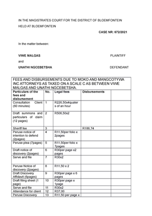 Example - Heads Of Argument Lprc 4812 - In The High Court Of South 