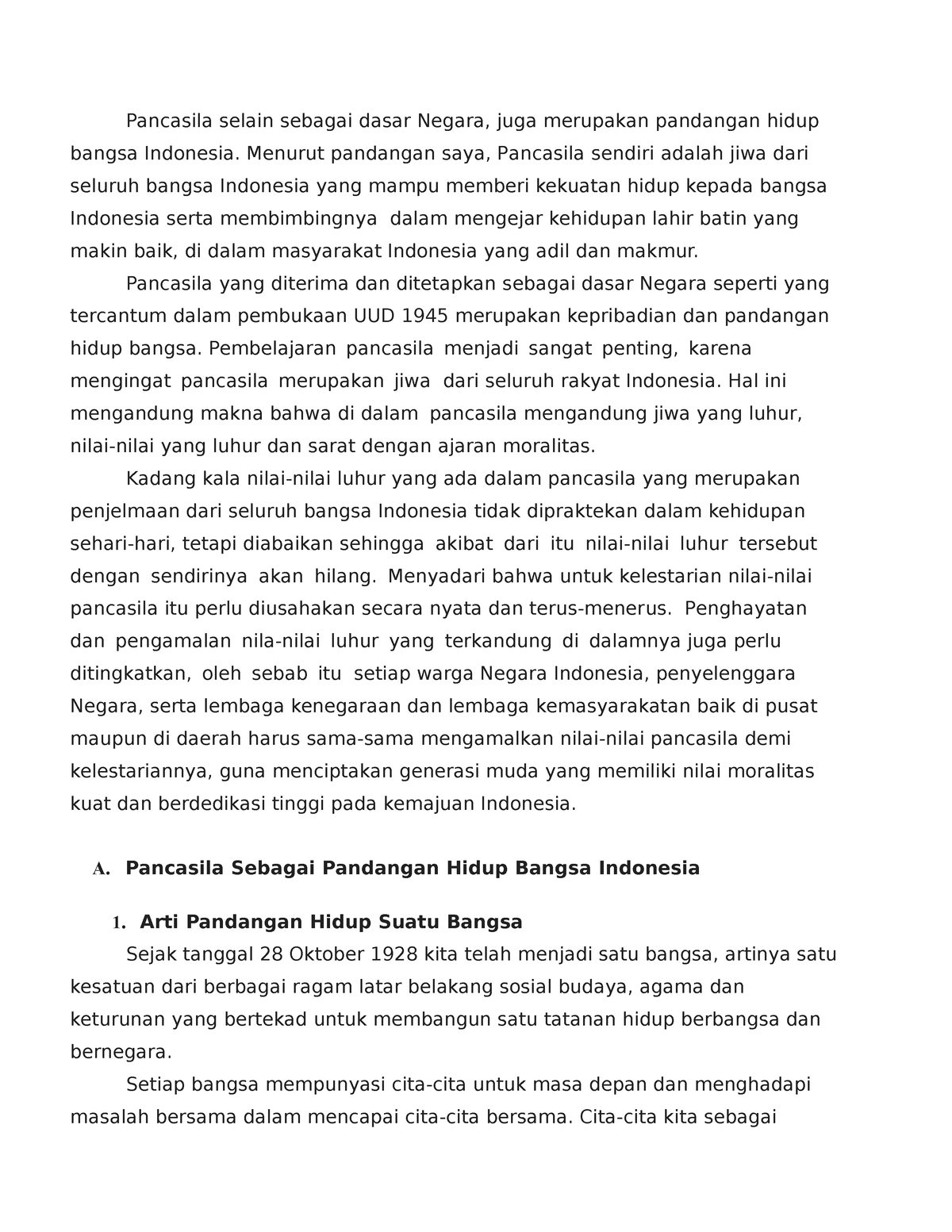 contoh essay wawasan kebangsaan pandangan pancasila