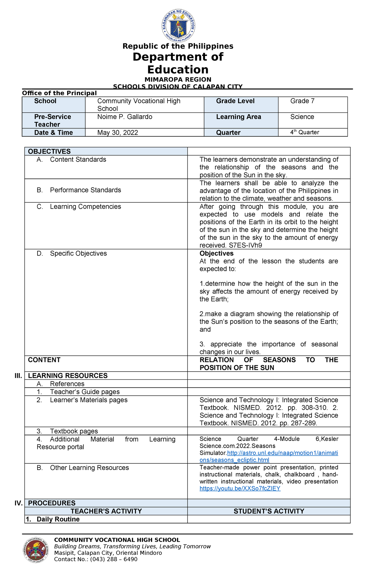 Revised lp seasons for final demo - Department of Education MIMAROPA ...