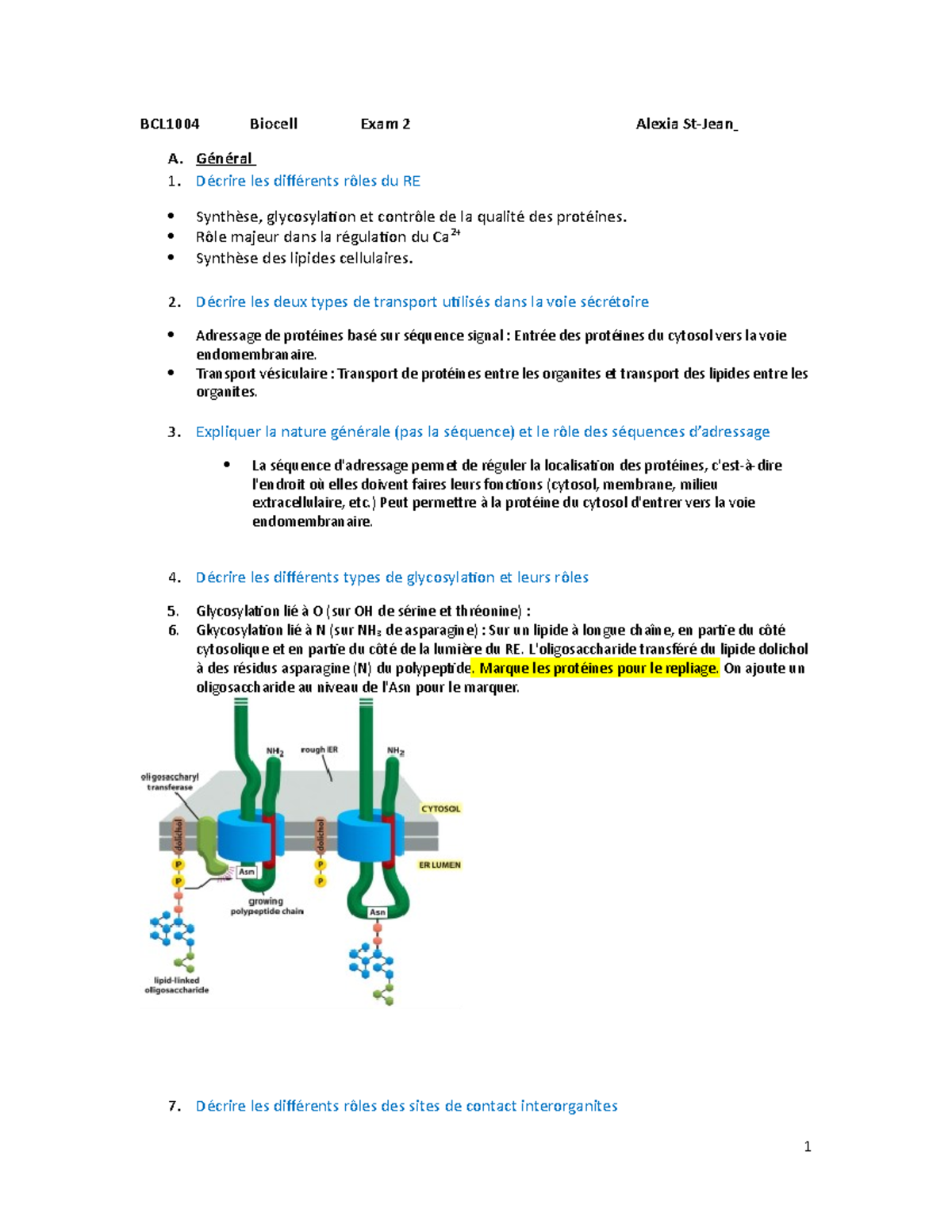 Exam 2 Biocell BON - Préparation Examen Final. Objectifs Complets ...