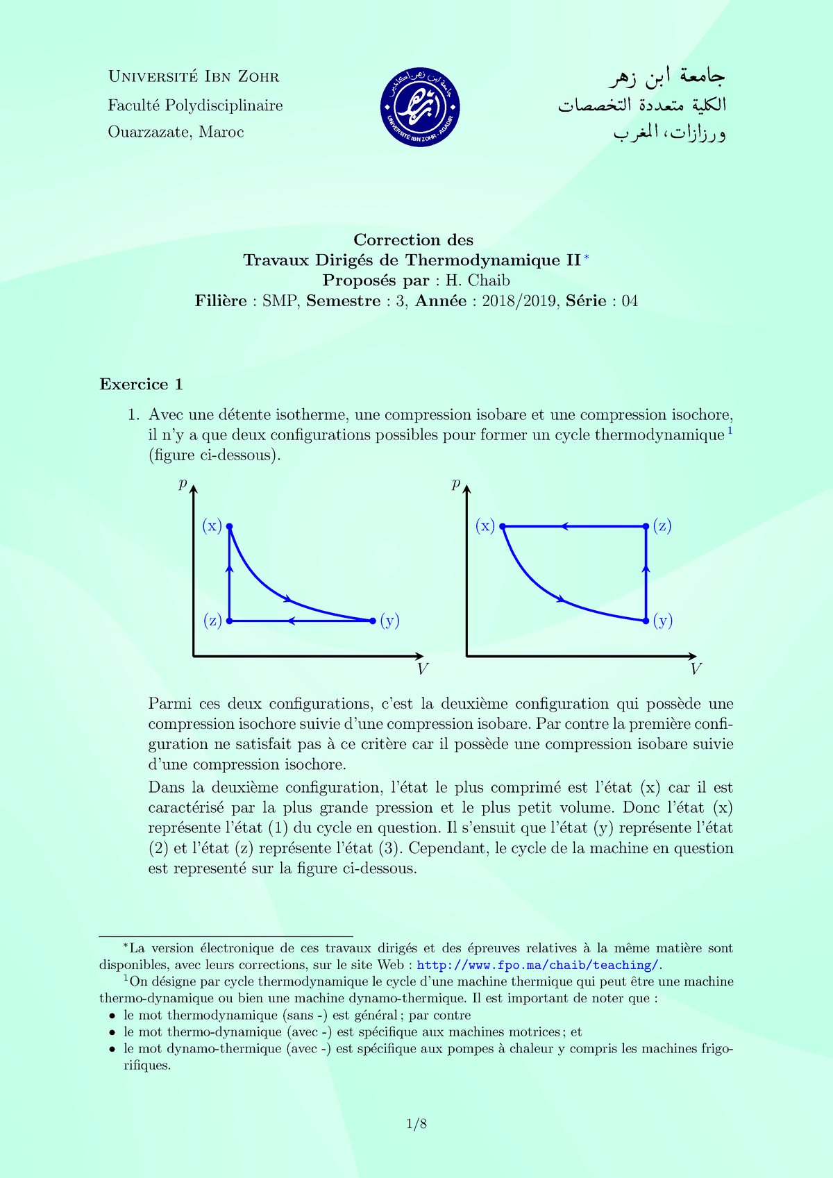 Thermodynamique II TD Corr 04 - Universit ́e Ibn Zohr ةعماج يداك أ ـره ...