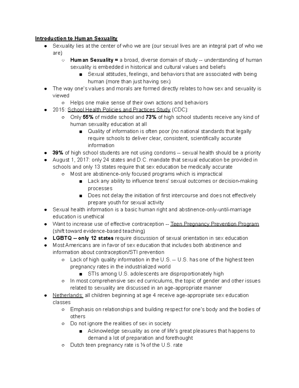 Psyc 3260 Exam 1 Review Introduction To Human Sexuality Sexuality Lies At The Center Of Who We